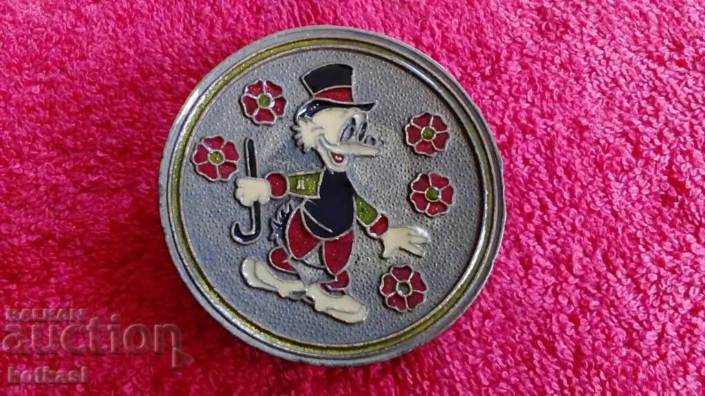 Old metal souvenir plate enamel Patok Disney Uncle Screw