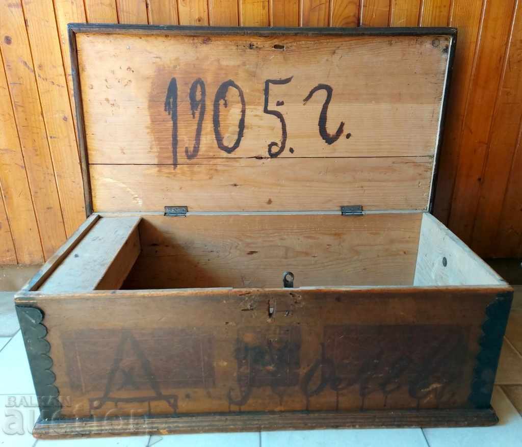 1905 OLD WOODEN PACKAGING BOX CHEST CHEESE