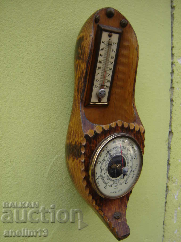 Old Barometer Thermometer Woodcarving - 5 Old Barometer Thermometer Woodcarving - 5