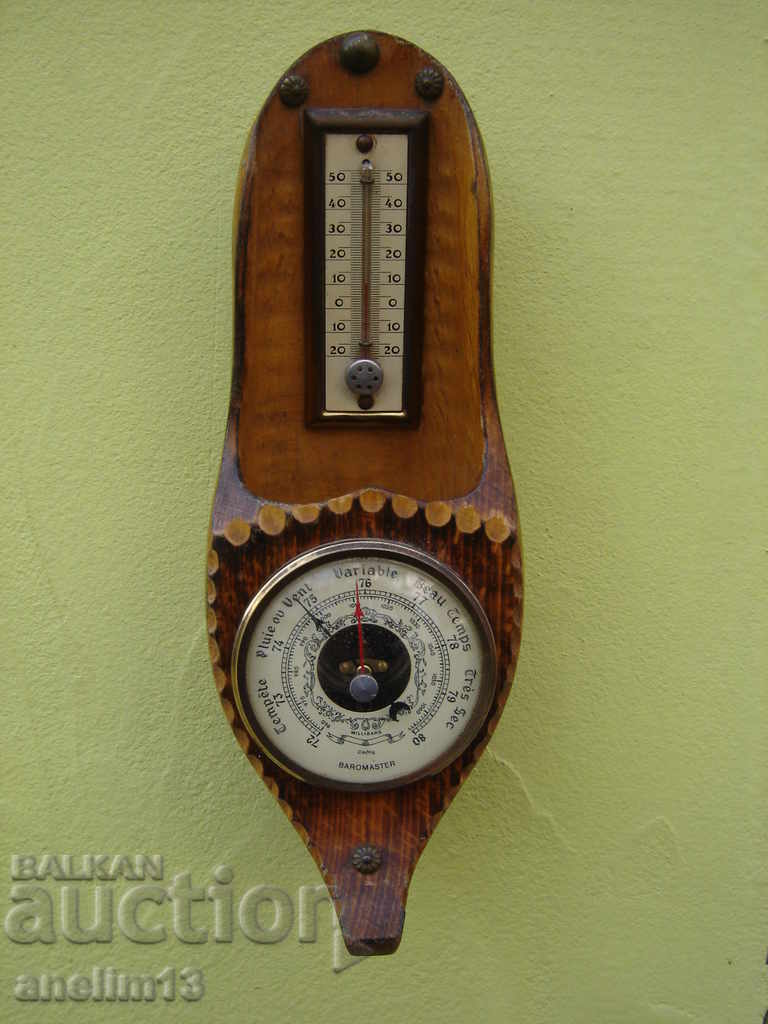 STAR BAROMETER THERMOMETER WOODWORK
