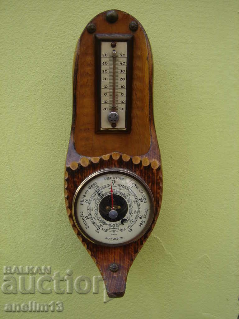 Old Barometer Thermometer Woodcarving Old Barometer Thermometer Woodcarving