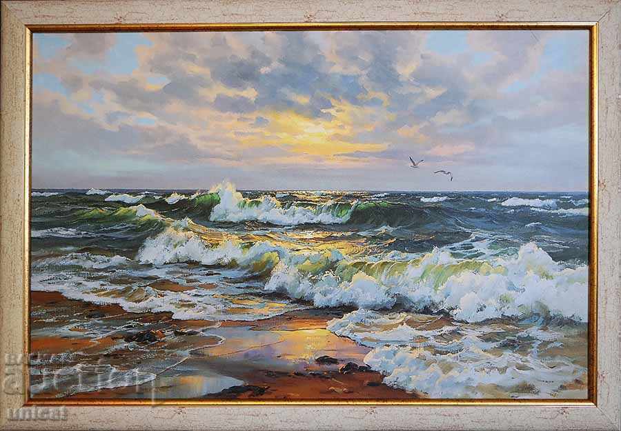 Seascape with seagulls, picture