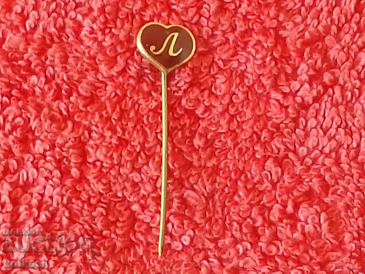 Доставка на Стара рядка царска бронз игла емайл значка Буква Л сърце Доставка на Стара рядка царска бронз игла емайл значка Буква Л сърце