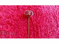 Old rare royal bronze needle enamel badge Letter L heart