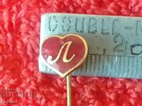 Old row royal bronze needle enamel badge Letter L heart