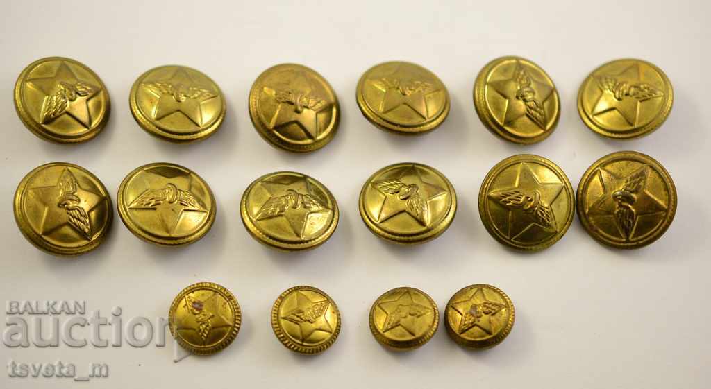 Buttons of military uniform - Bulgarian Army 12 + 4 pcs.