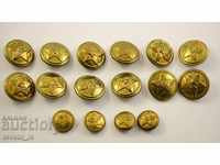 Buttons of military uniform - Bulgarian Army 12 + 4 pcs.