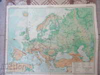 GEOGRAPHICAL MAP OF EUROPE - 63x50 cm - 1956