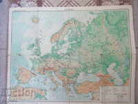 HARTĂ GEOGRAFICĂ A EUROPEI - 63x50cm - 1956