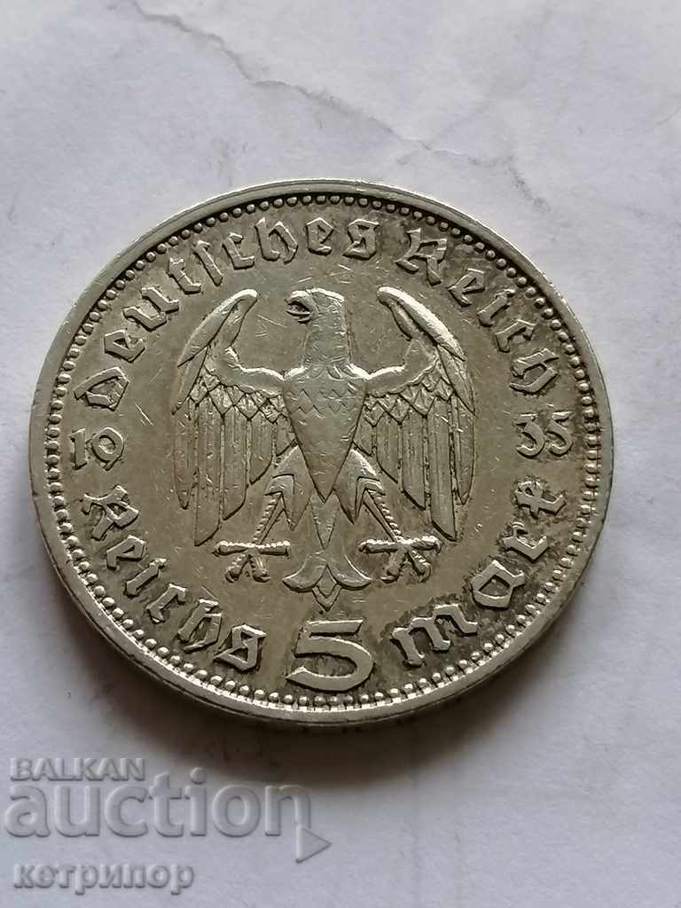 5 marks Germany 1935 A silver. with price 45.00 BGN | € 23.01 5 marks Germany 1935 A silver. with price 45.00 BGN | € 23.01