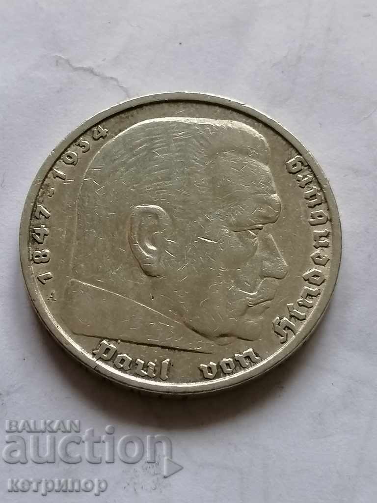 5 marks Germany 1935 A silver. 5 marks Germany 1935 A silver.