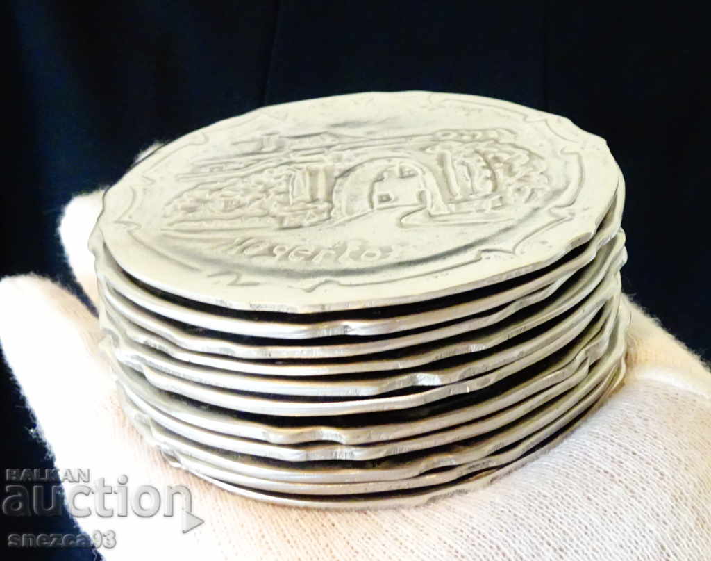 Pewter plate, embossed image of a Lookout Tower - 5