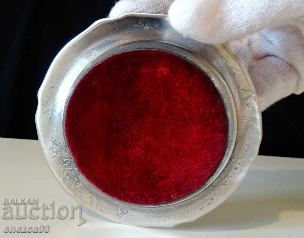 Pewter plate, embossed image of old buildings with price 10.00 BGN | € 5.11