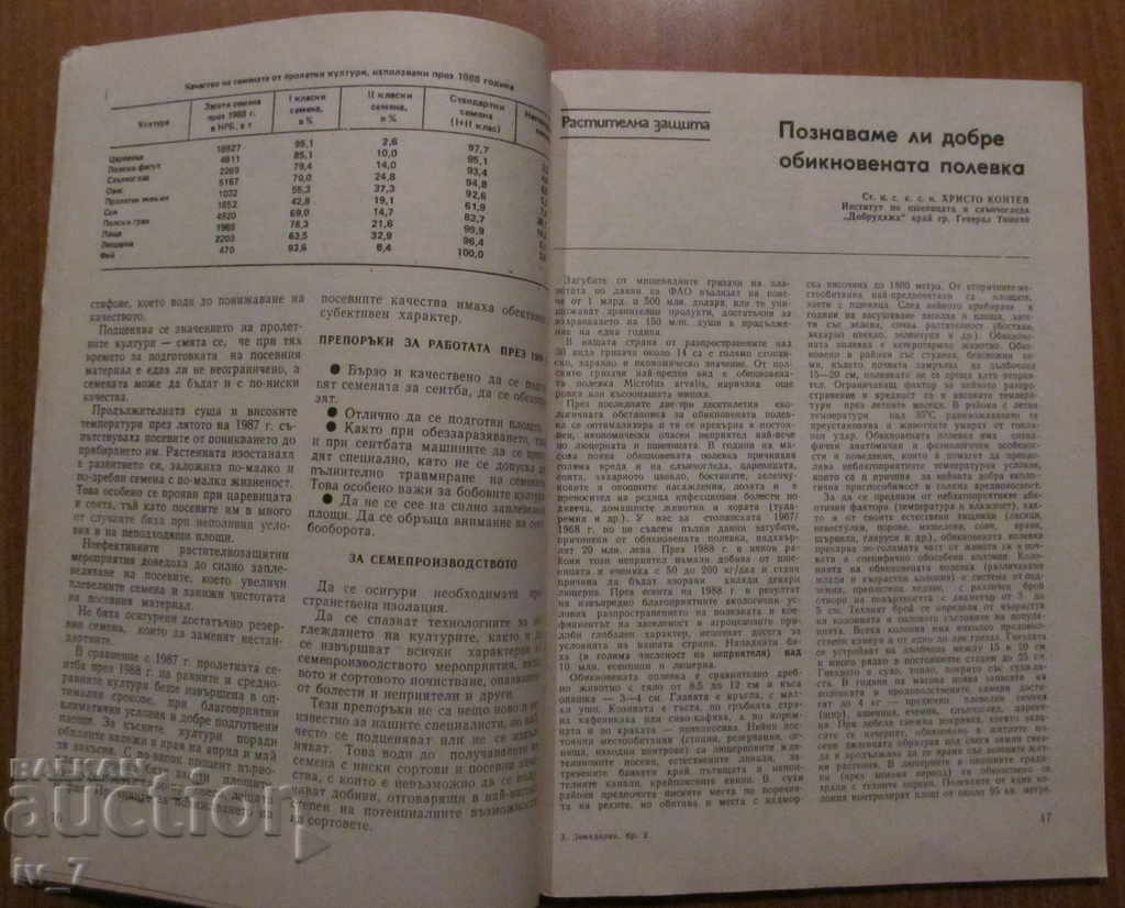 Delivery of MAGAZINE "AGRICULTURE" - ISSUE 2.1989 Delivery of MAGAZINE "AGRICULTURE" - ISSUE 2.1989