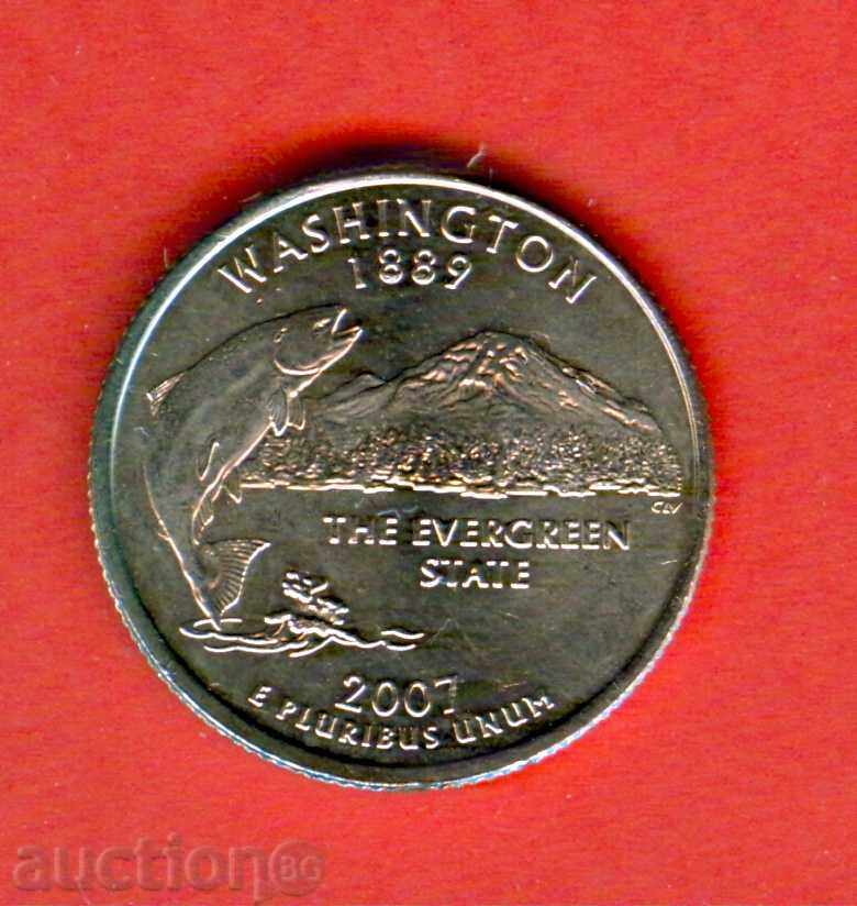 САЩ USA 25 cent емисия issue 2007 P WASHINGTON РИБА НОВА UNC