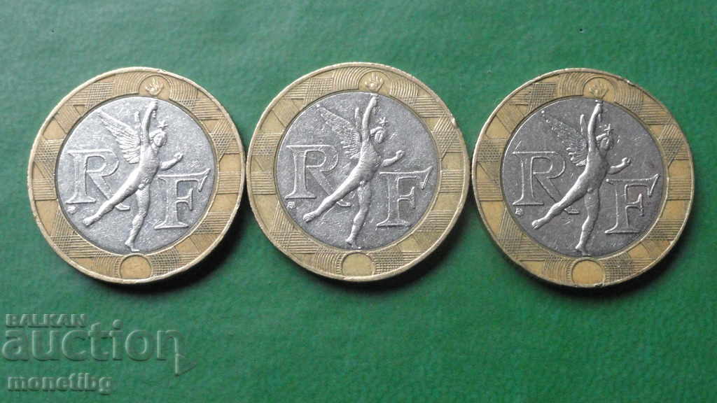 Auction France 1989/90/91 - 10 Francs (3 pieces) Auction France 1989/90/91 - 10 Francs (3 pieces)