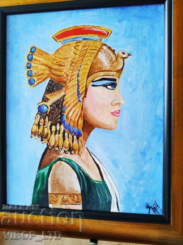 EGYPTIAN PRINCESS picture original canvas signature Frame