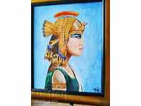 EGYPTIAN PRINCESS picture original canvas signature Frame