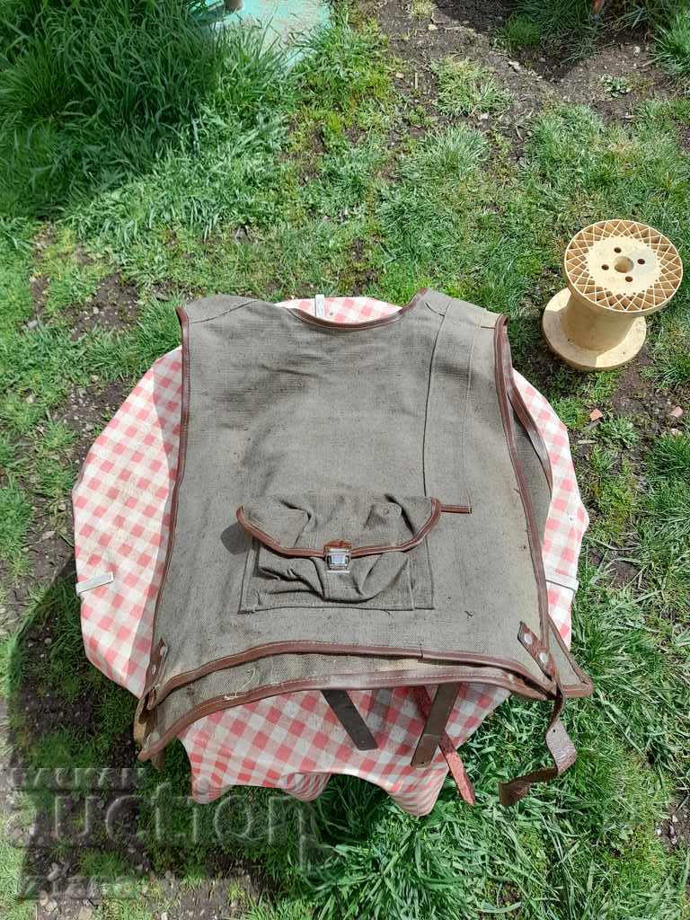 Old military backpack, vest