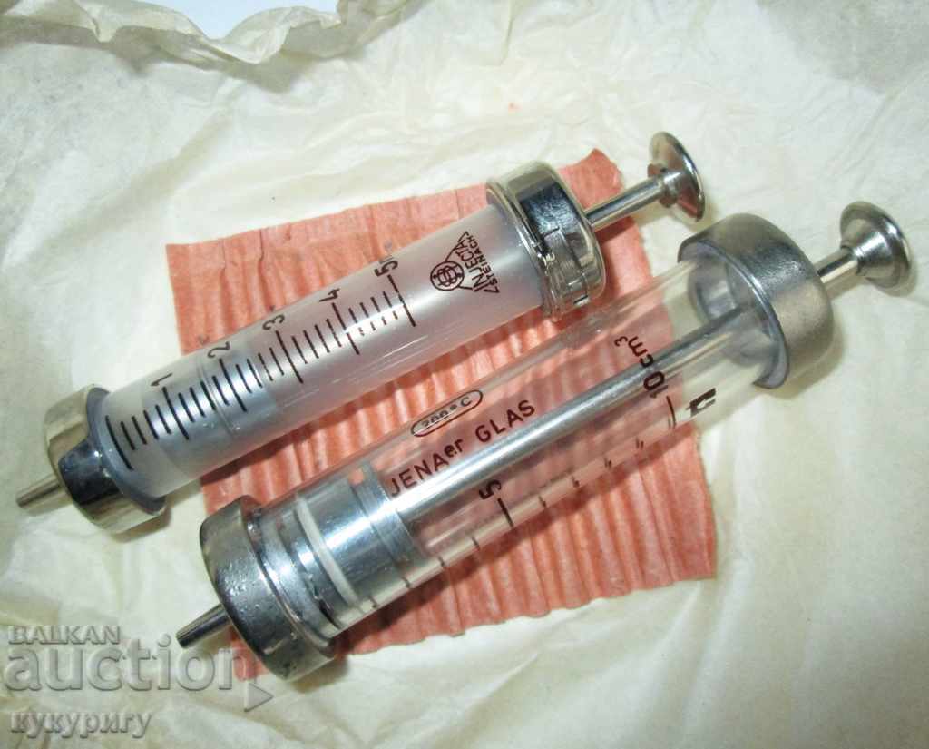 Lot of 5 old unused glass syringes - 7 Lot of 5 old unused glass syringes - 7