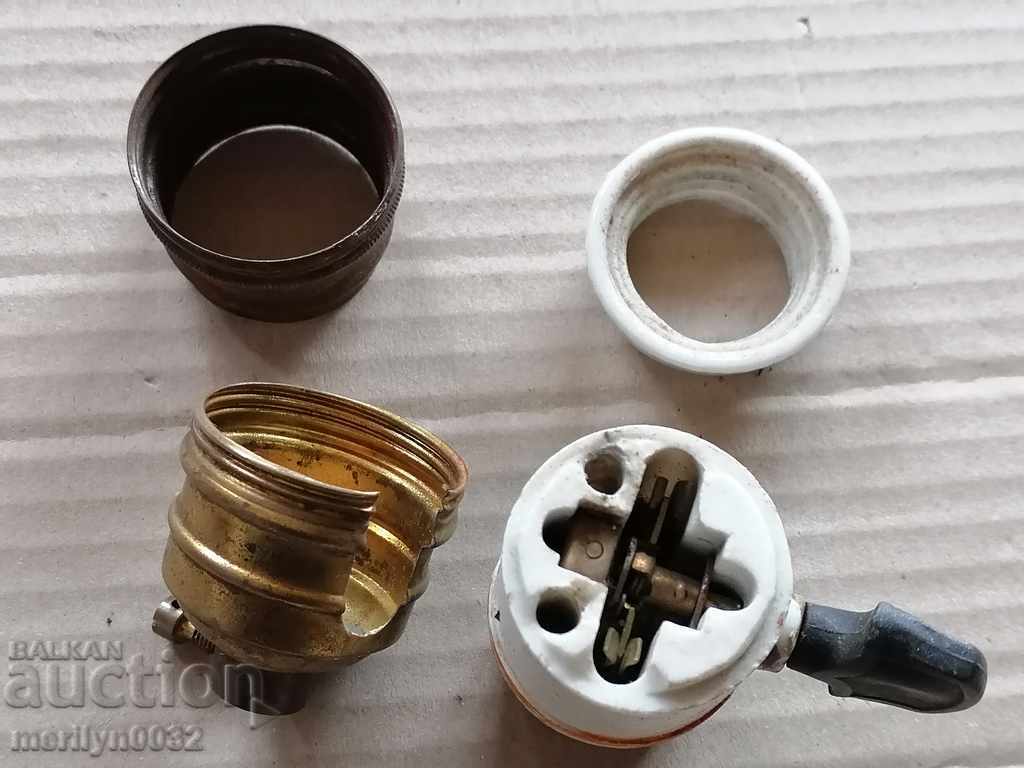 Porcelain socket with key, lamp, lantern, lampshade, 1920 - 5 Porcelain socket with key, lamp, lantern, lampshade, 1920 - 5