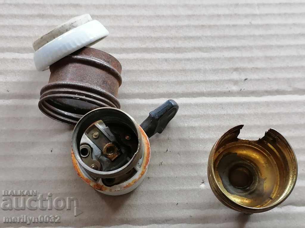 Porcelain socket with key, lamp, lantern, lampshade, 1920 - 6 Porcelain socket with key, lamp, lantern, lampshade, 1920 - 6