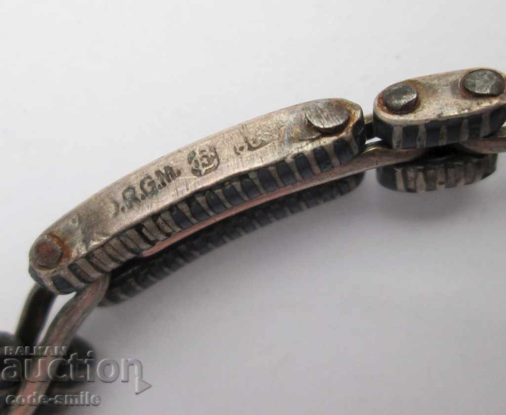 Old bracelet watch chain jewelry silver niello DRGM - 7 Old bracelet watch chain jewelry silver niello DRGM - 7