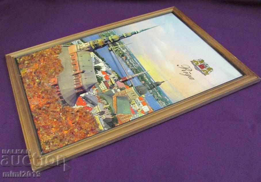 Litografie veche cu chihlimbar baltic - 6