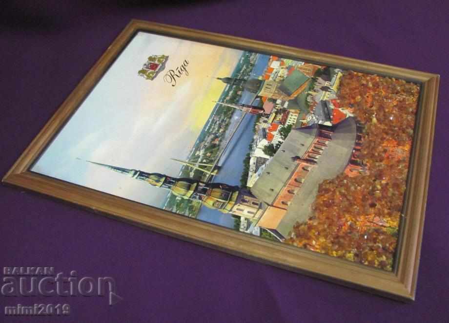 Litografie veche cu chihlimbar baltic - 7