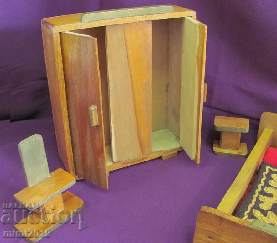 60s Old Children's Wooden Doll Set - 5 60s Old Children's Wooden Doll Set - 5