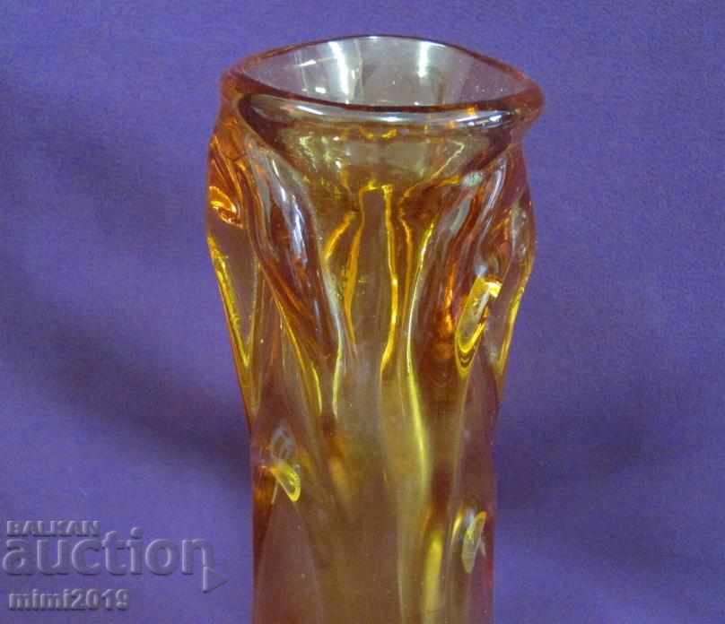 Handmade Crystal Vase Amber color with price 35.00 BGN | € 17.90