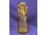 Handmade Crystal Vase Amber color