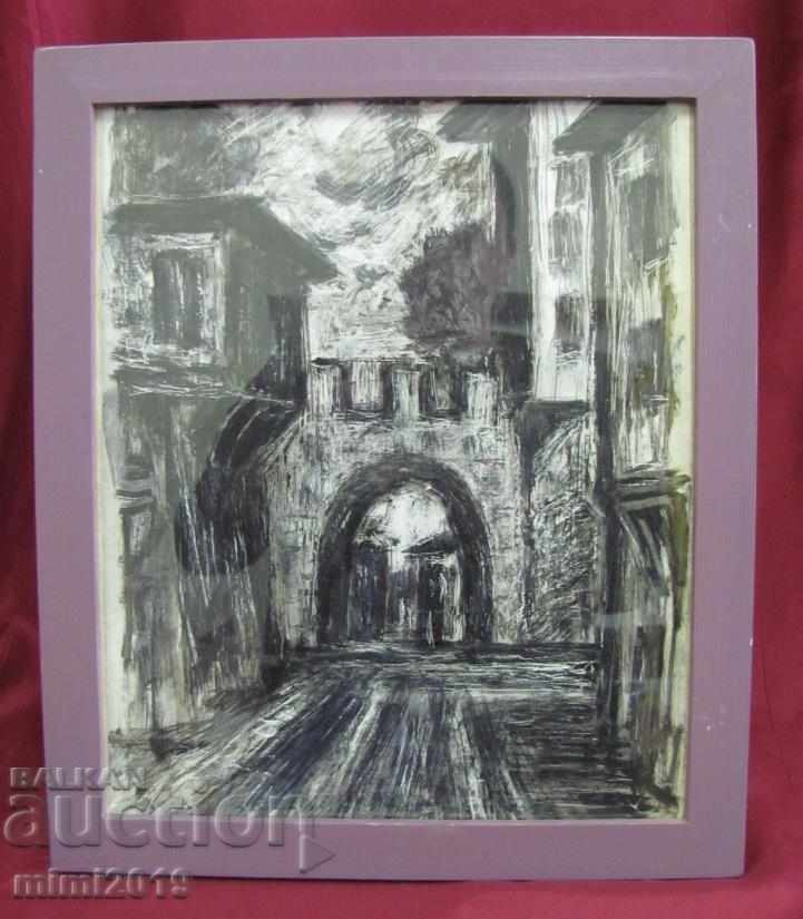 Painting by Nikolay Iliev Charcoal on Cardboard