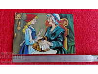 Old card Little Red Riding Hood and the wolf
