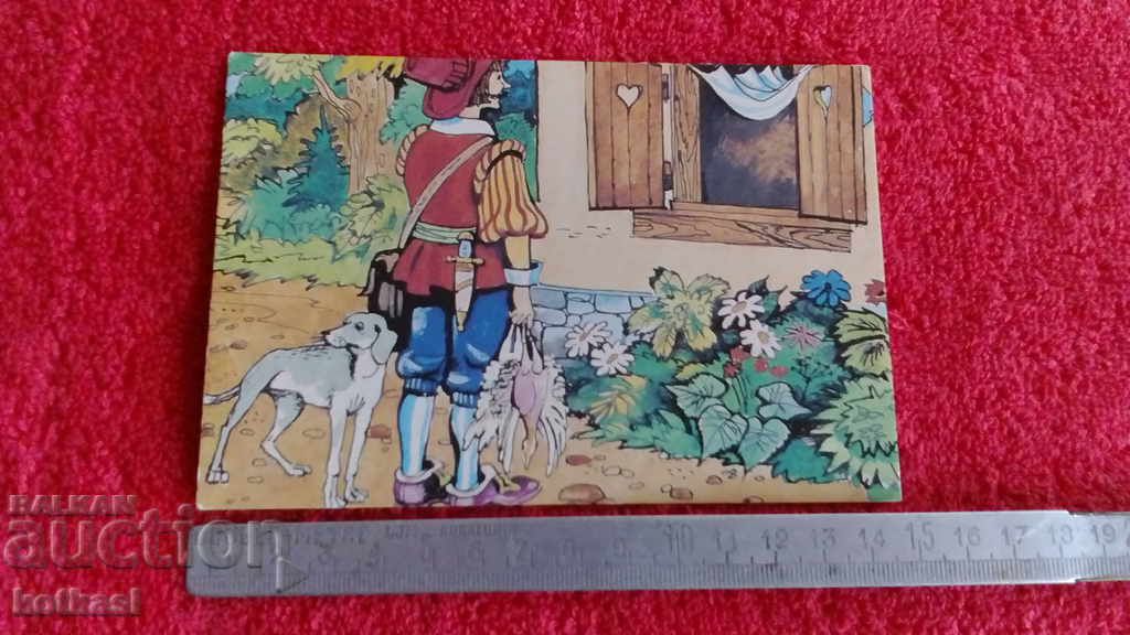 Παλιά κάρτα Little Red Riding Hood και ο λύκος