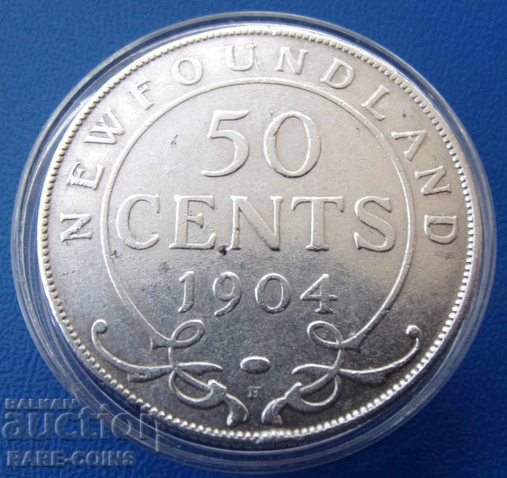 Newfoundland 50 Cent 1904 Σπάνιο πρωτότυπο με τιμή € 43.46 | 85.00 BGN