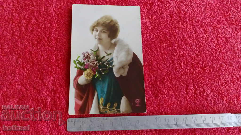 Old postcard girl woman maiden France