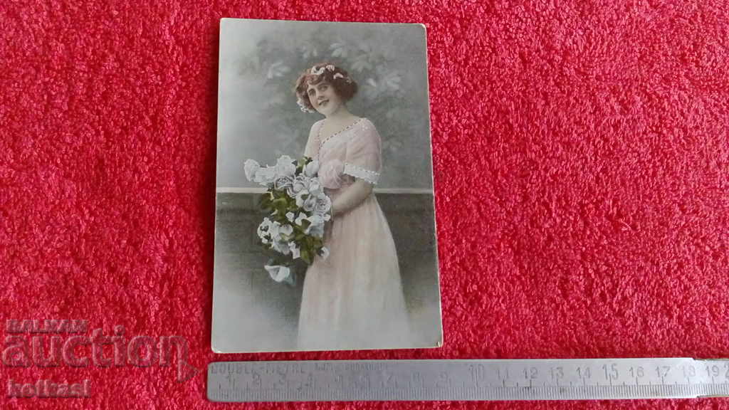 Стара царска картичка 1921 жена девойка момиче