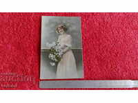 Old royal card 1921 woman maiden girl