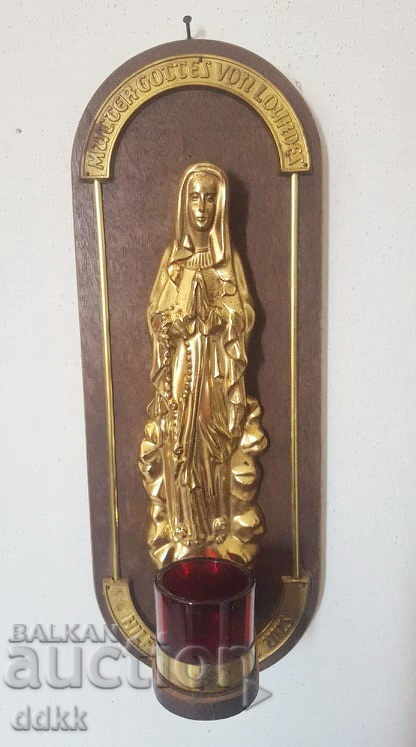 Old large beautiful brass and wood icon