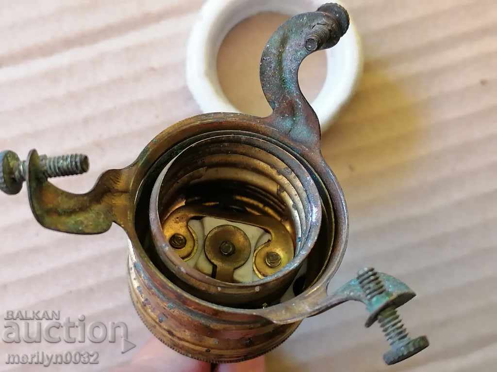 Old porcelain socket lamp lantern chandelier lampshade 1920 - 6