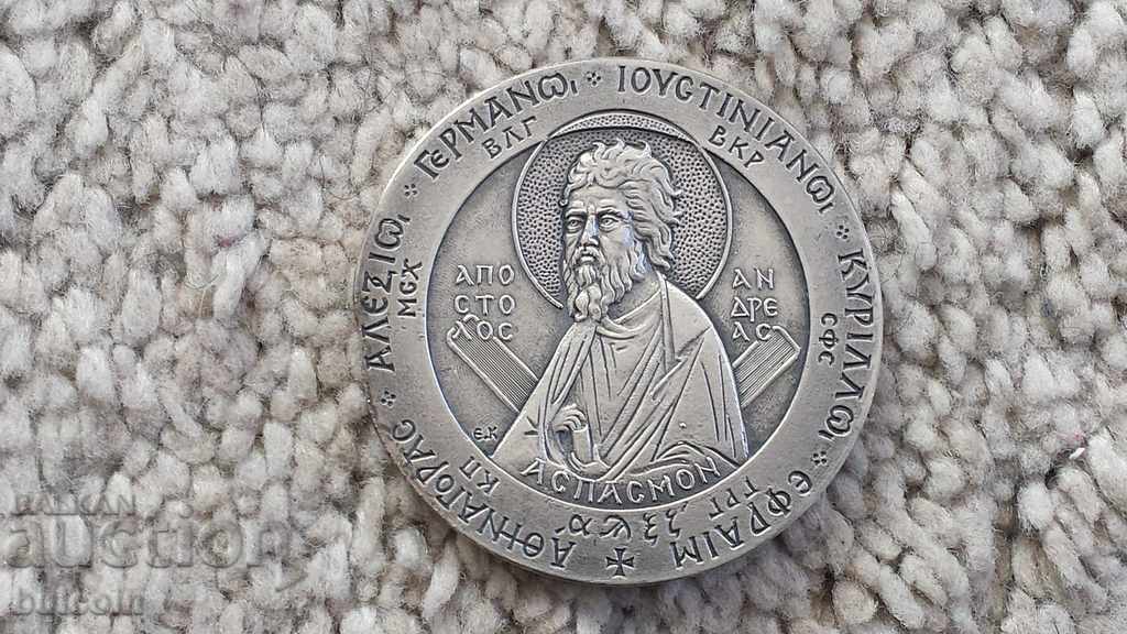 SOLID SILVER AG 900 PLAQUE APOSTLE ANDREI