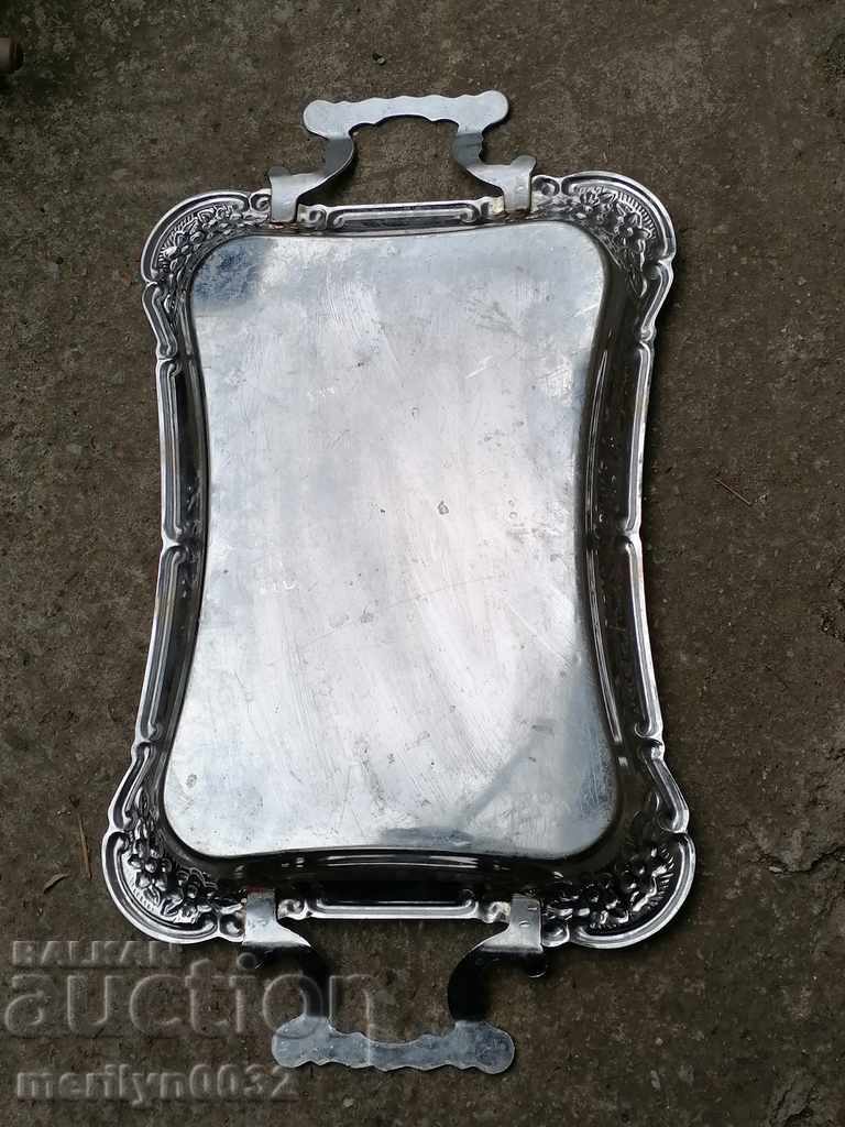 Old social tray with engravings boards, plateau, casserole with price 32.00 BGN | € 16.36 Old social tray with engravings boards, plateau, casserole with price 32.00 BGN | € 16.36