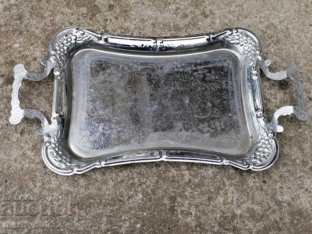 Old social tray with engravings boards, plateau, casserole