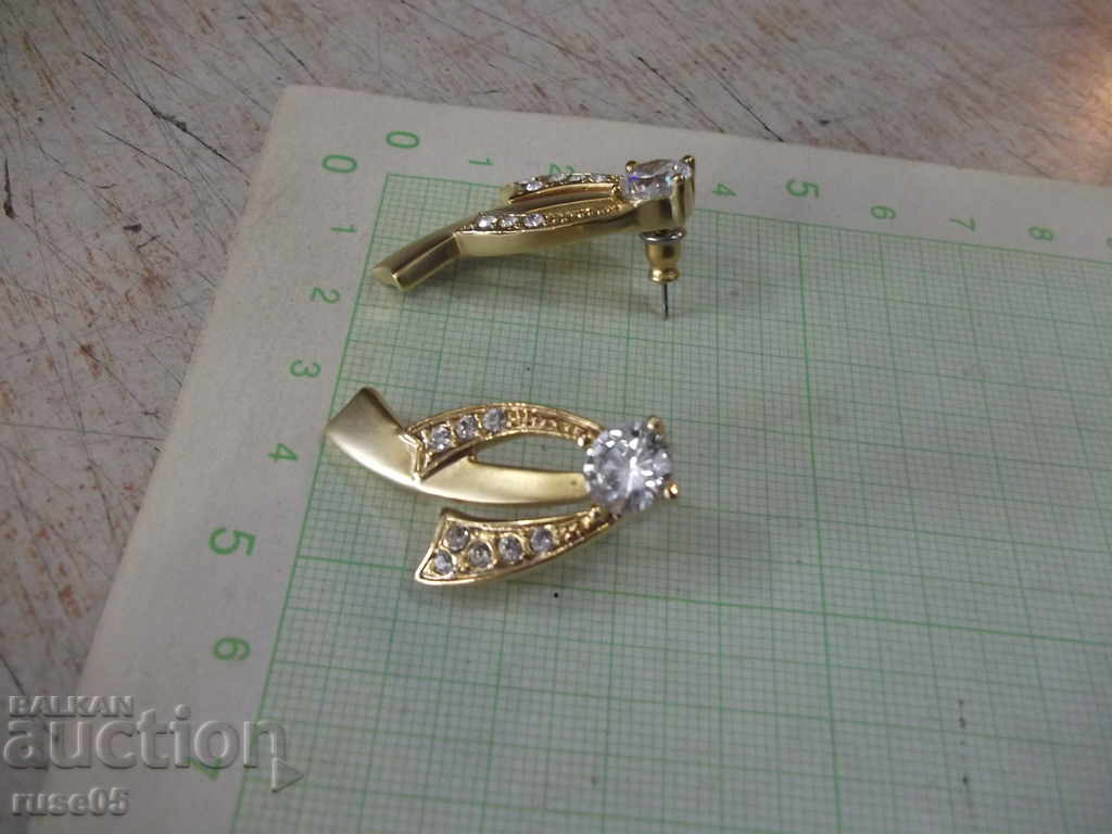 Cercei galbeni cu pietre imitație de bijuterii - 5