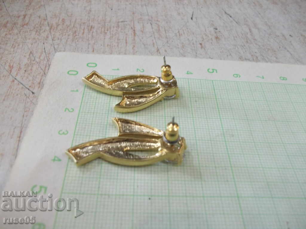 Cercei galbeni cu pietre imitație de bijuterii - 7