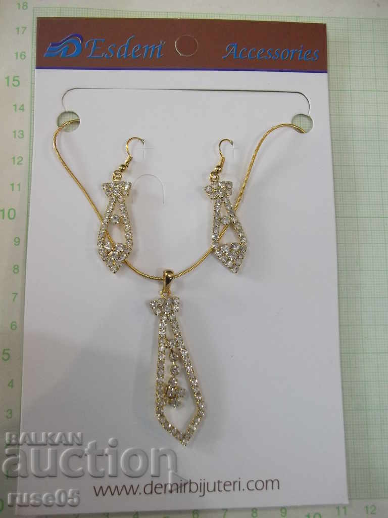 Set of chain, pendant and earrings imitation jewelry - 1