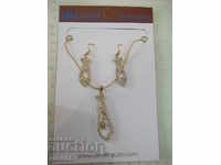 Set of chain, pendant and earrings imitation jewelry - 1