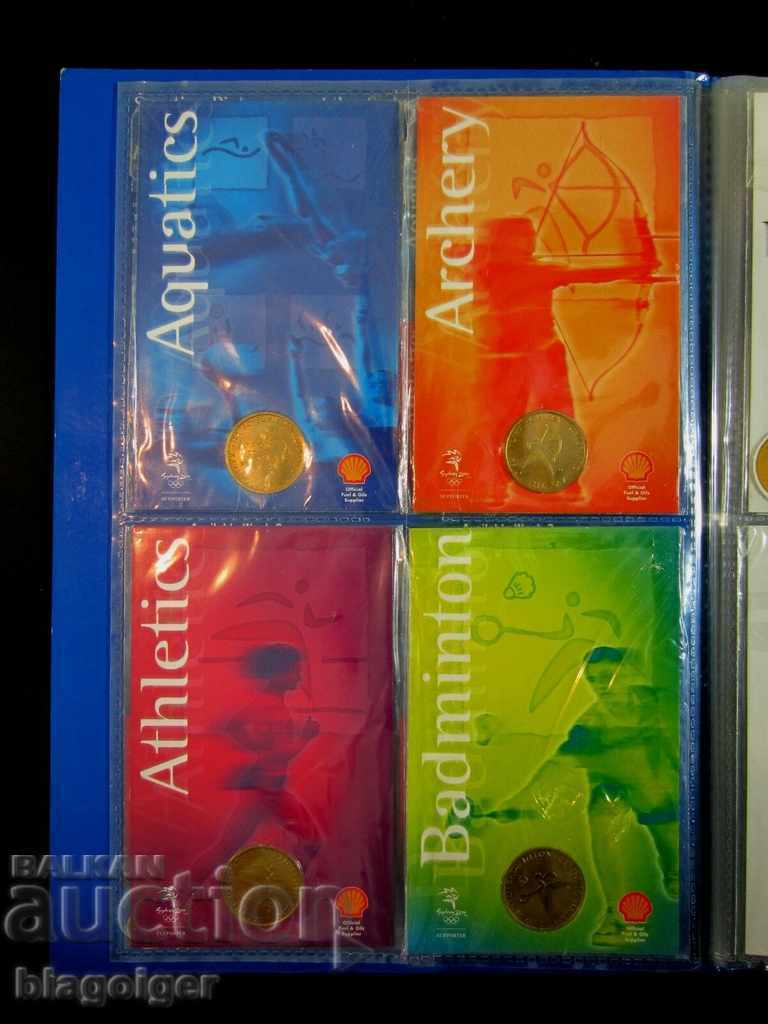 Licitație ALBUM-COLECȚIE-OLYMPIAD SYDNEY 2000-34buc JETONE PICTOGRAME