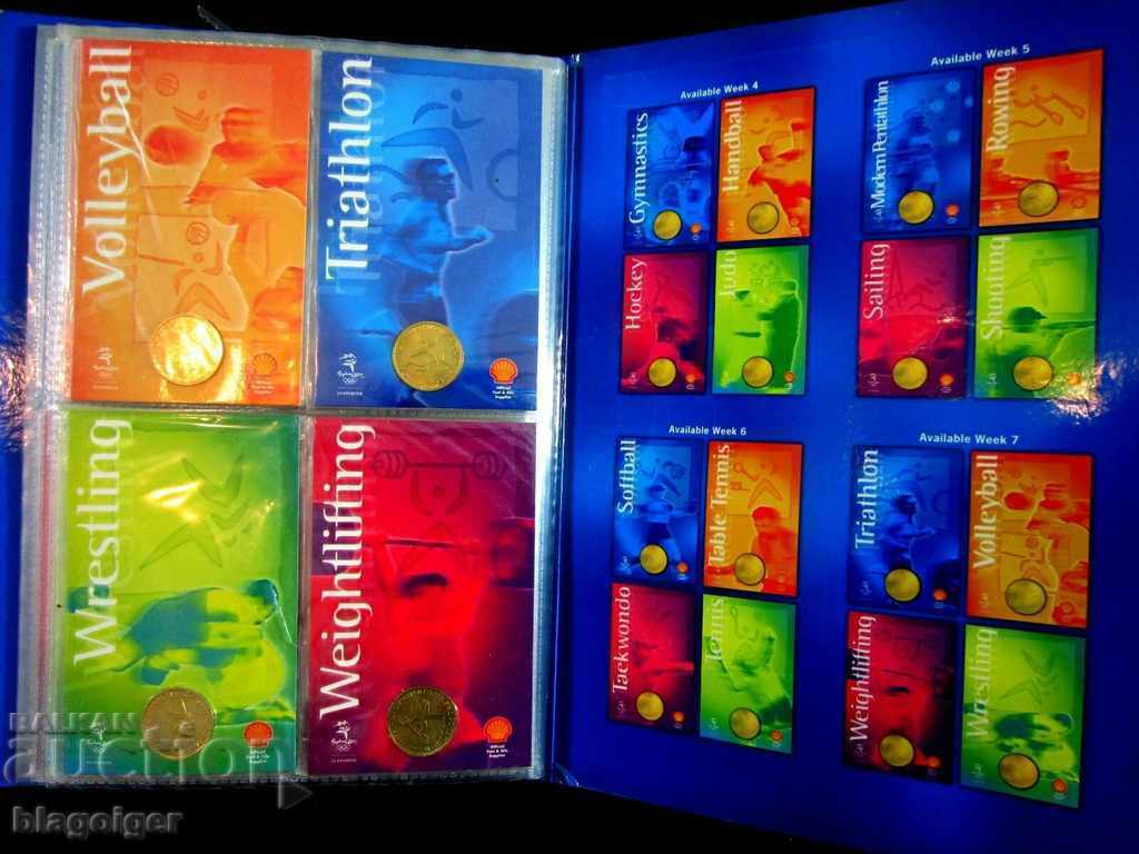 ALBUM-COLECȚIE-OLYMPIAD SYDNEY 2000-34buc JETONE PICTOGRAME - 6